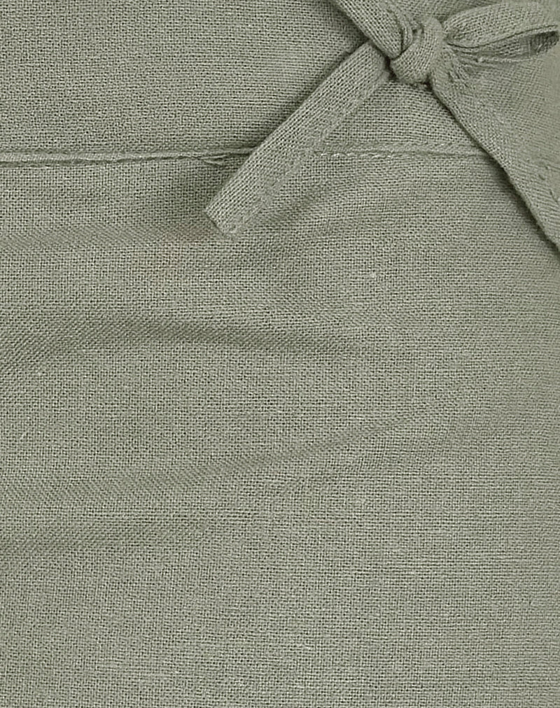 Blazy Tie Short in Linen Slate Green