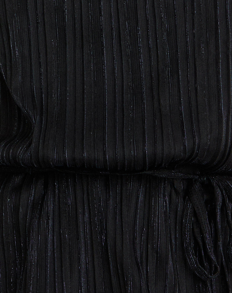 Brienne Top in Chiffon Plisse Black with Lining