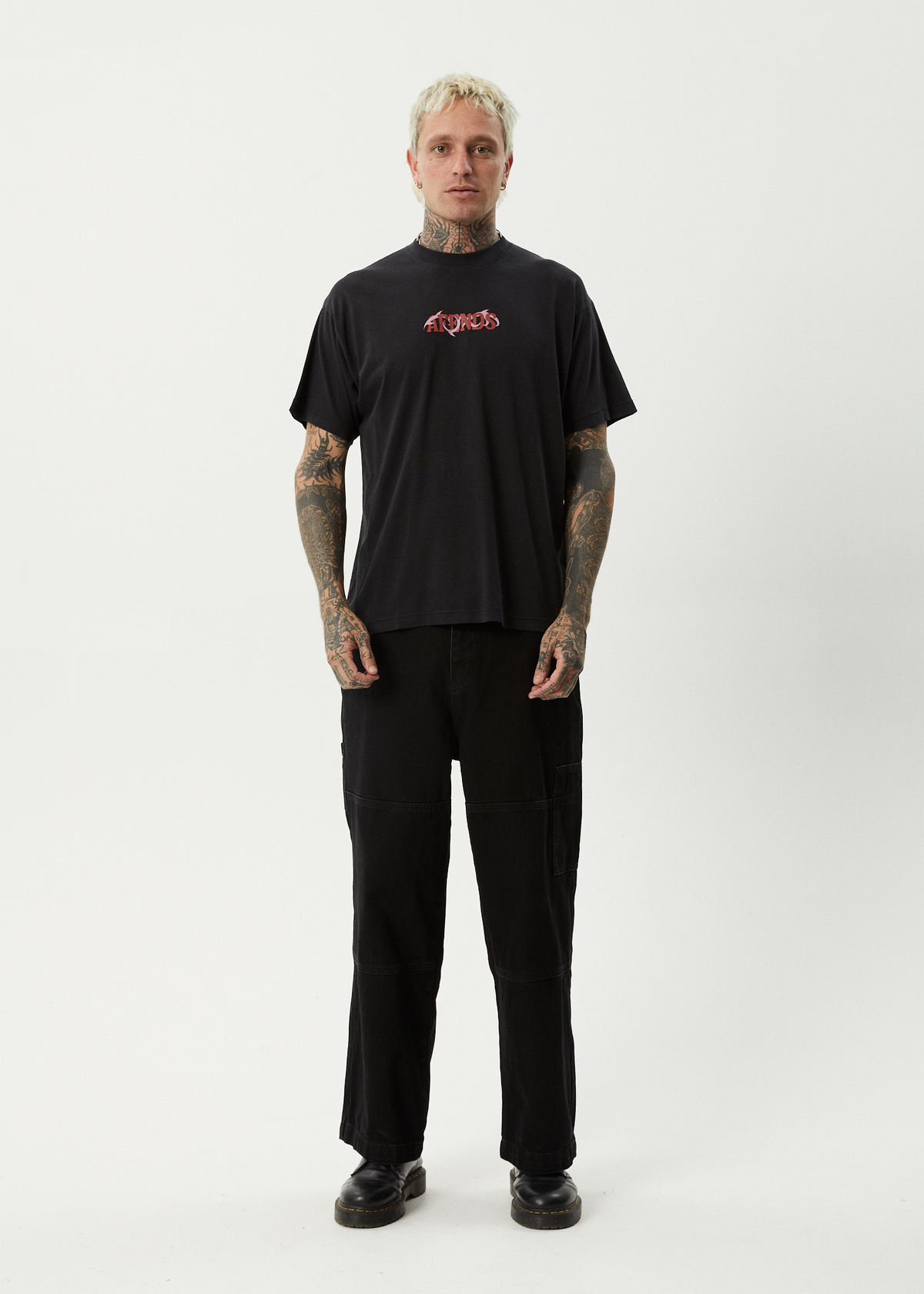 AFENDS Mens Waves - Boxy Tee - Black