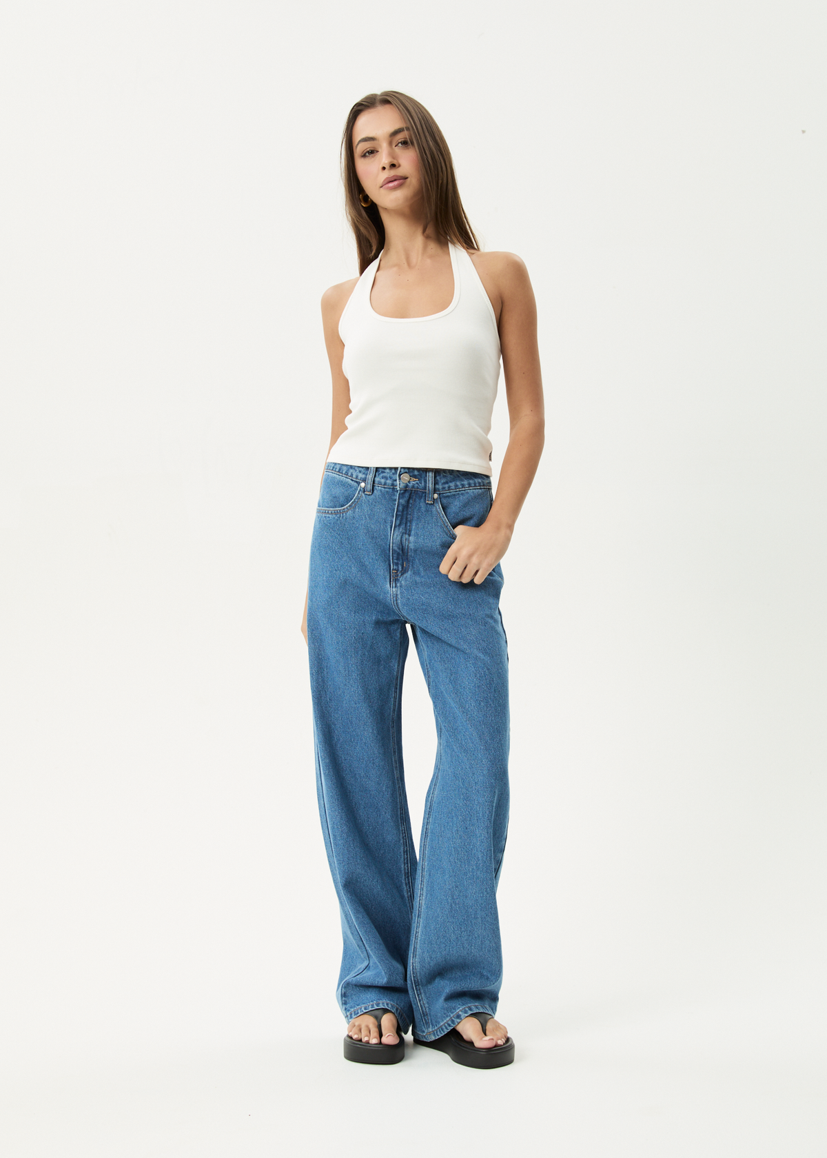 AFENDS Womens Basis - Rib Halter - White