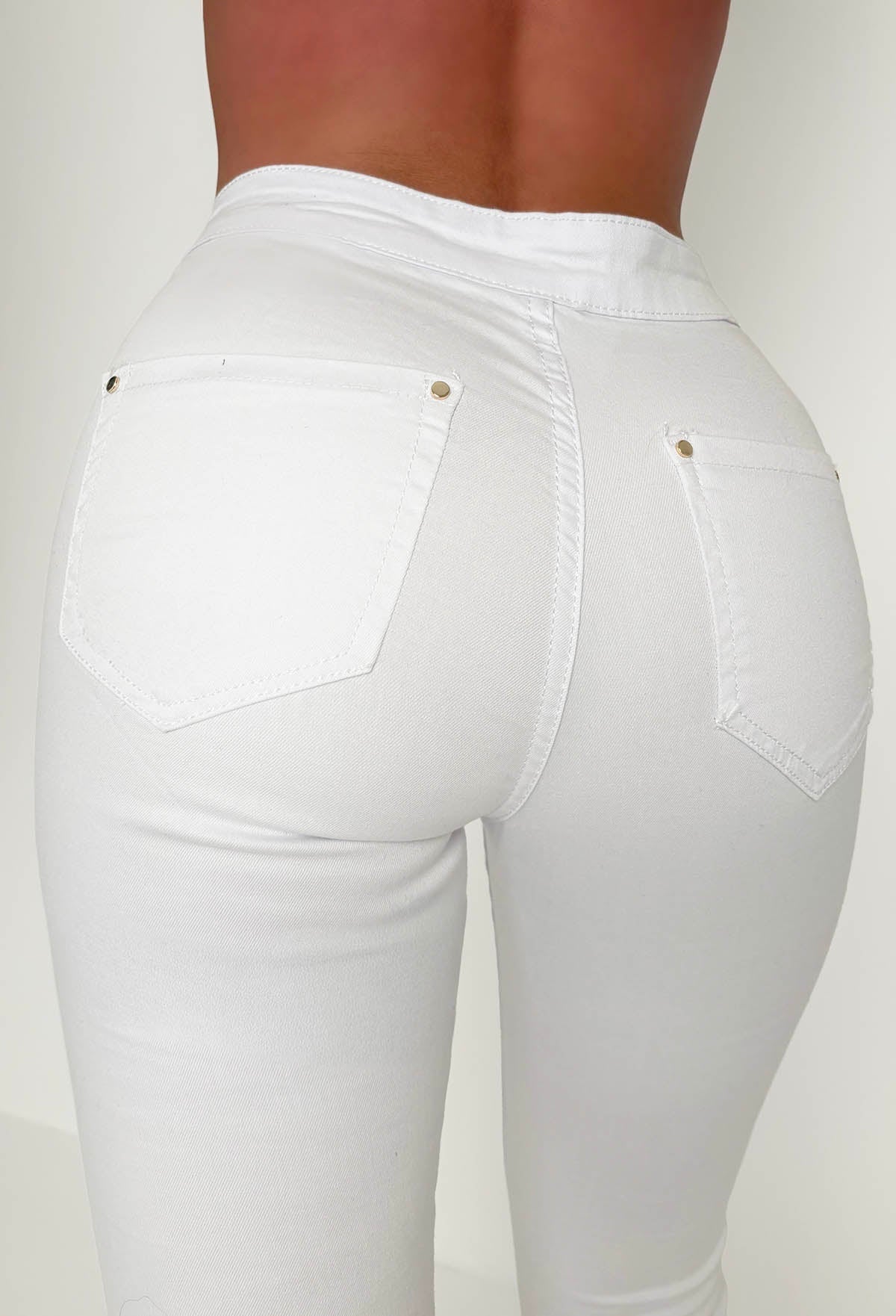 Authentic Chic White Stretch Skinny Plain Front Jeggings