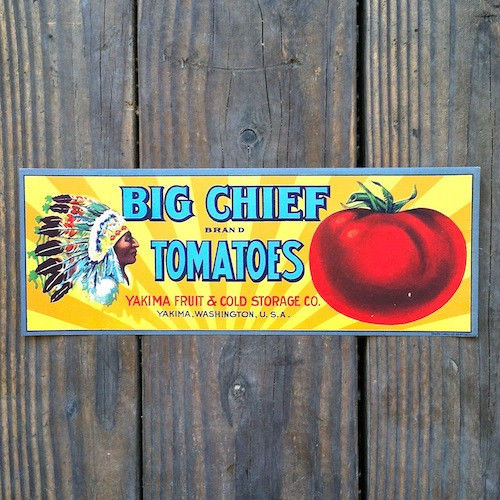 BIG CHIEF TOMATOES Can Label 1920s