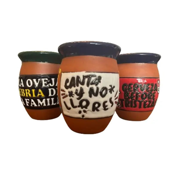 Cantarito Decorativo Asst. w/ Phrases Engobe - 20 oz