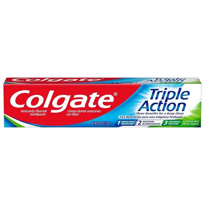 Get Colgate Triple Action Toothpaste Mint in bulk at Mexmax INC- Wholesale Mexican grocery supplies