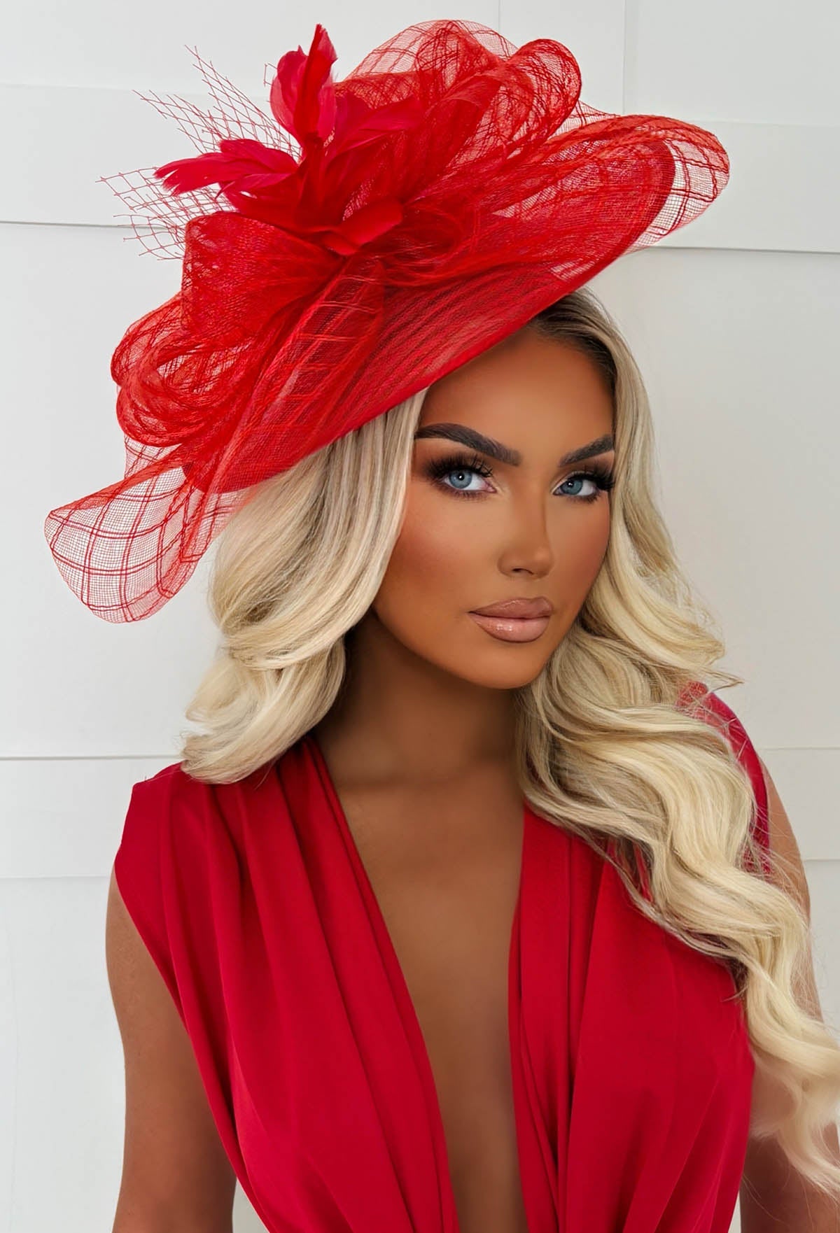 Cosmo Chic Red Floral Bow Detail Fascinator