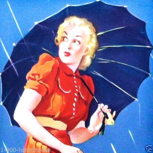 DANGEROUS ELEMENTS Elvgren Pinup Lithograph Print 1940s