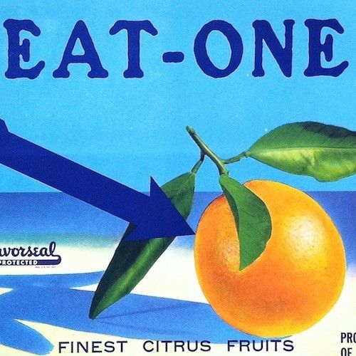 EAT-ONE ORANGE Citrus Crate Box Label 1930s
