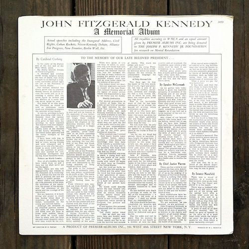 JOHN F. KENNEDY Memorial Record Album 1963