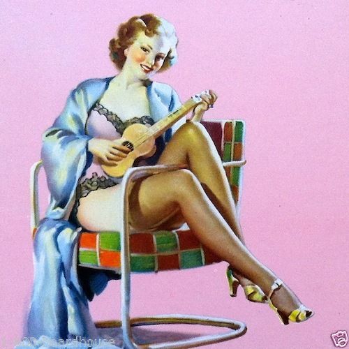 SITTING PRETTY Elvgren Art Lithograph Pinup Print 1940s