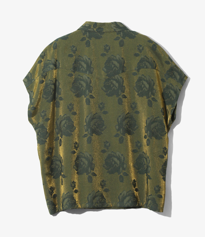 Women's Cowboy French Sleeve Blouse - Green - Rose Jacquard