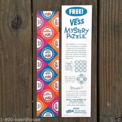 VESS Soda Mystery Cardboard Puzzle Toy 1950s