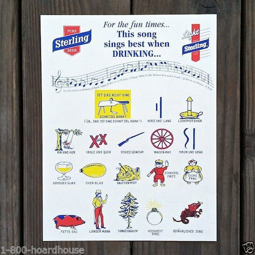 10 Vintage Original STERLING BEER SONG Sheets 1940 NOS Unused SING WHEN DRINKING