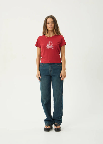 AFENDS Womens Flower Patch - Baby Tee - Ketchup