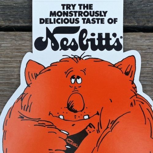 NESBITTS ORANGE SODA Bottle Topper Sign Store Display 1970s