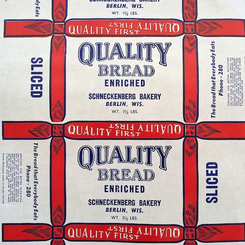 SCHNECKENBERG BAKERY Wax bread Wrapper 1930s