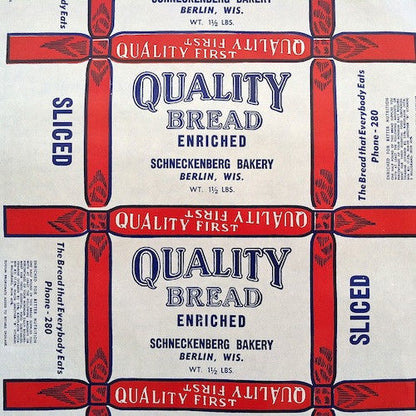SCHNECKENBERG BAKERY Wax bread Wrapper 1930s