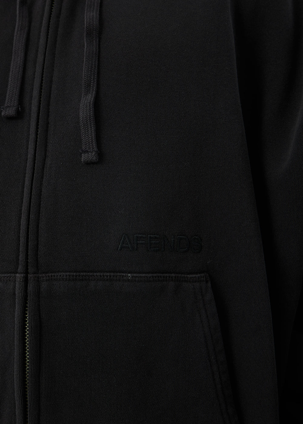 AFENDS Mens Genesis - Boxy Zip Hood - Stone Black