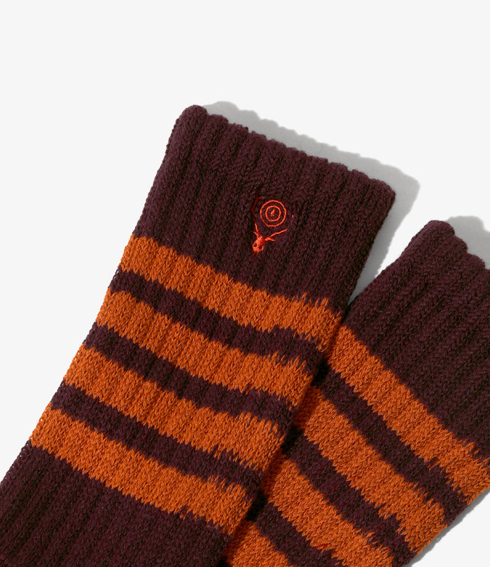 4 Lines Socks - Burgundy