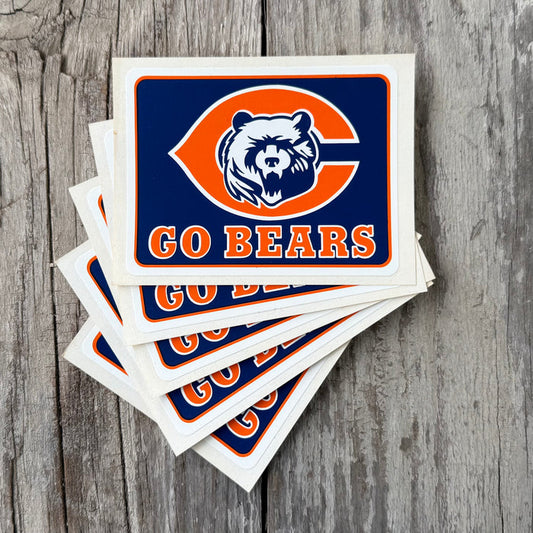 5 Original 1990s CHICAGO BEARS "Go Bears" NFL Football Sticker Decal LOT