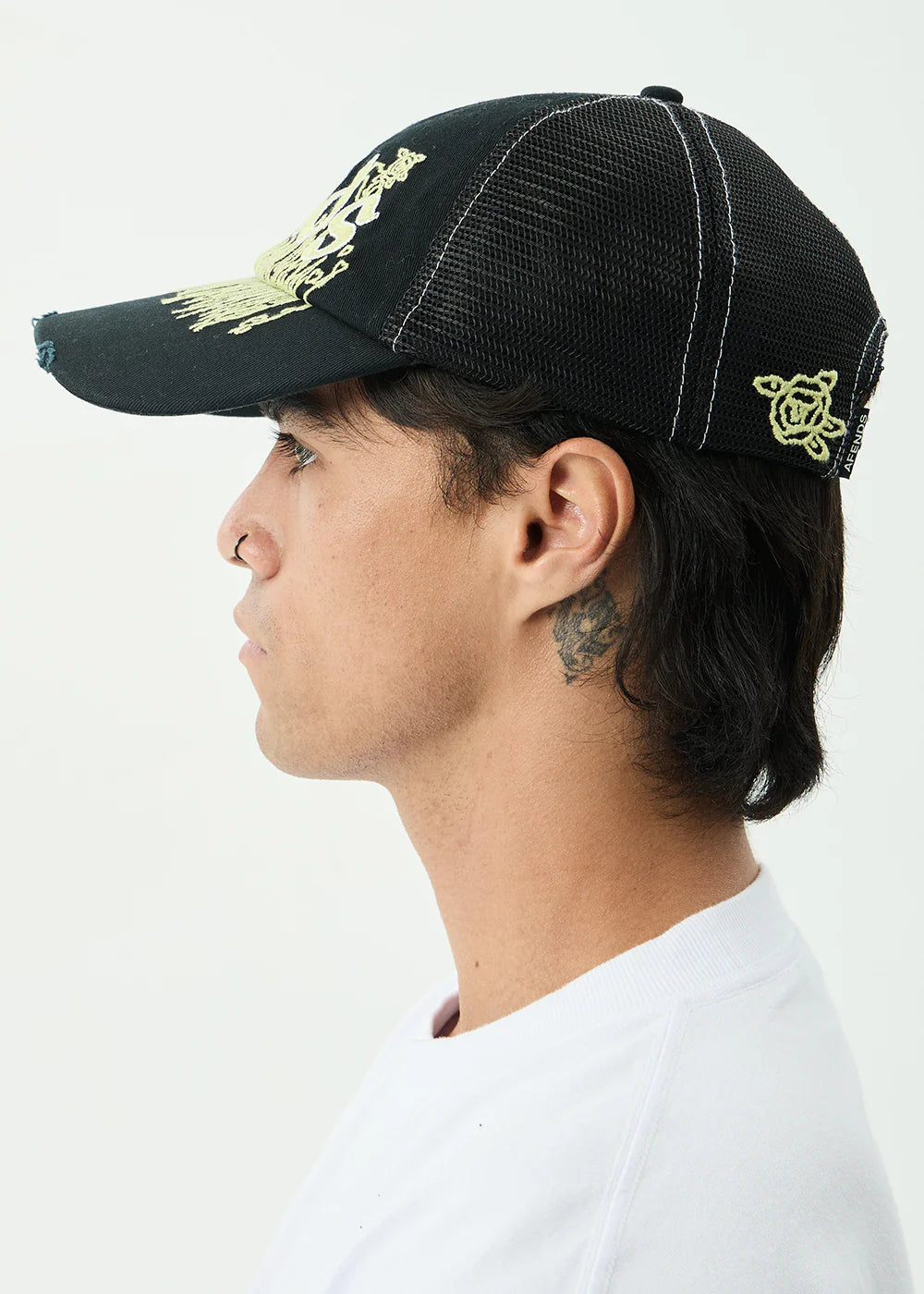 AFENDS Mens Pent-A-Gone - Six Panel Mesh Cap - Stone Black