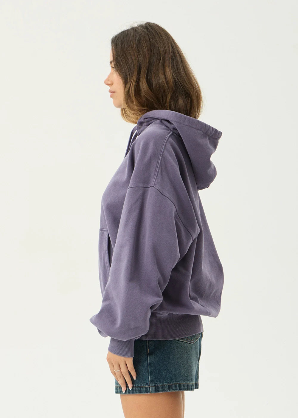 AFENDS Mens Genesis - Boxy Pull On Hood - Vintage Aubergine