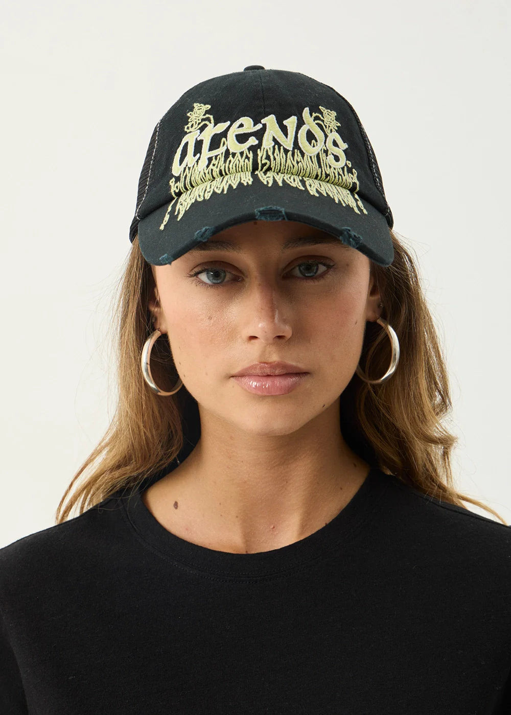 AFENDS Mens Pent-A-Gone - Six Panel Mesh Cap - Stone Black