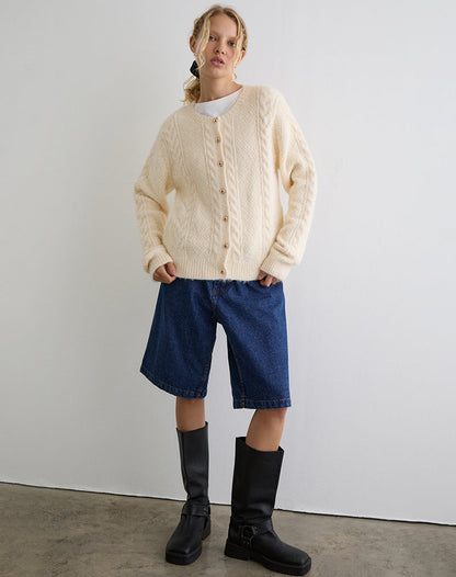 Aceso Cardigan in Brush Knit Ivory