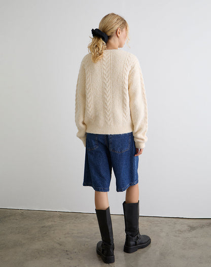Aceso Cardigan in Brush Knit Ivory