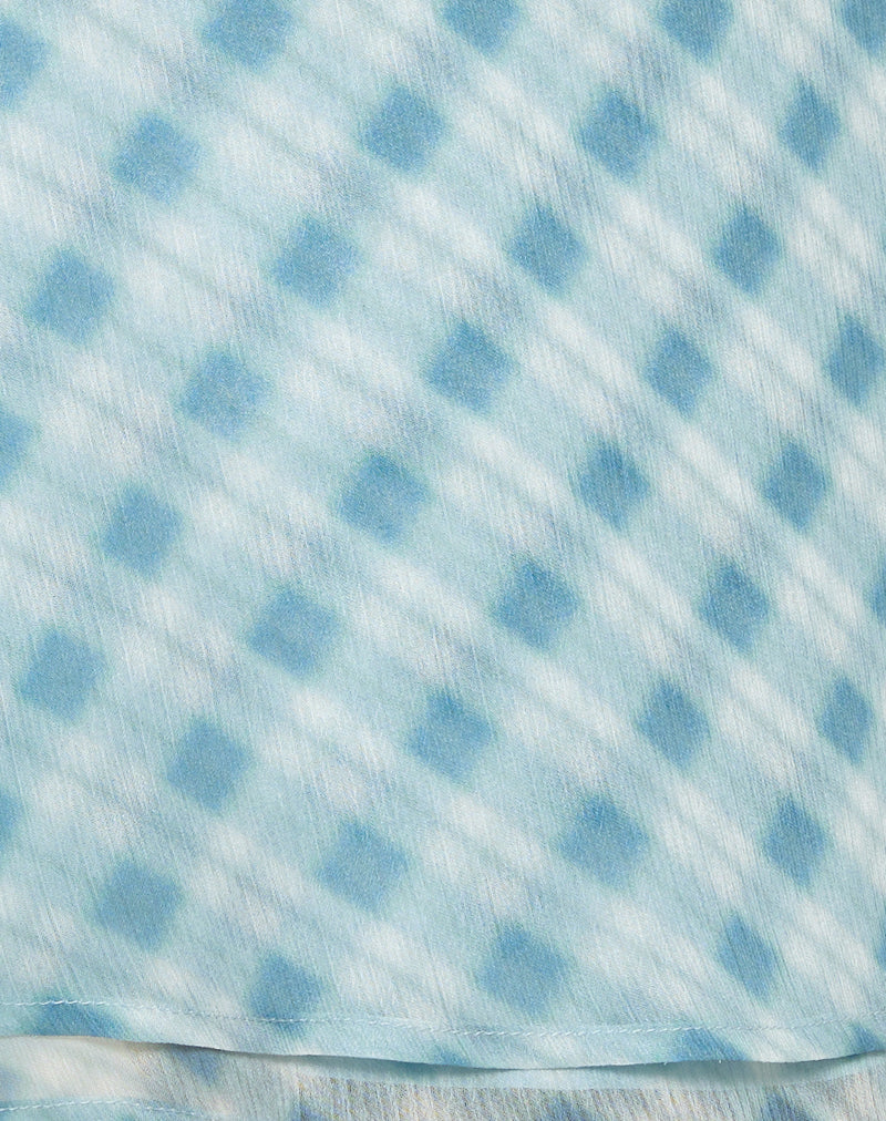 Anora Mini Skirt in Blurred Check Blue
