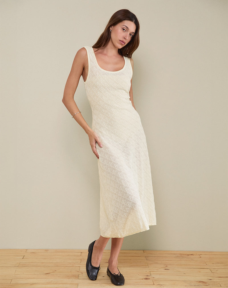 Ashtin Midi Dress in Pointelle Ivory