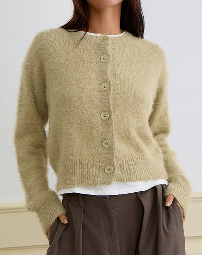 Audrina Cardigan in Fluffy Knit Sage