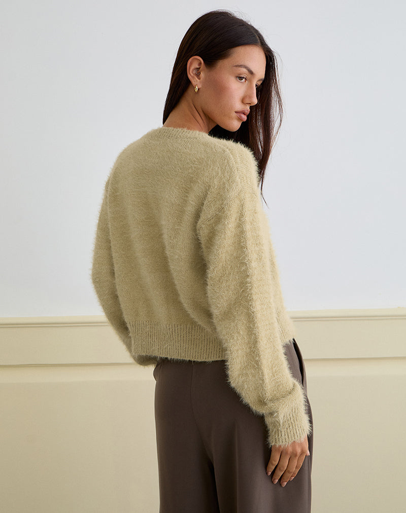 Audrina Cardigan in Fluffy Knit Sage