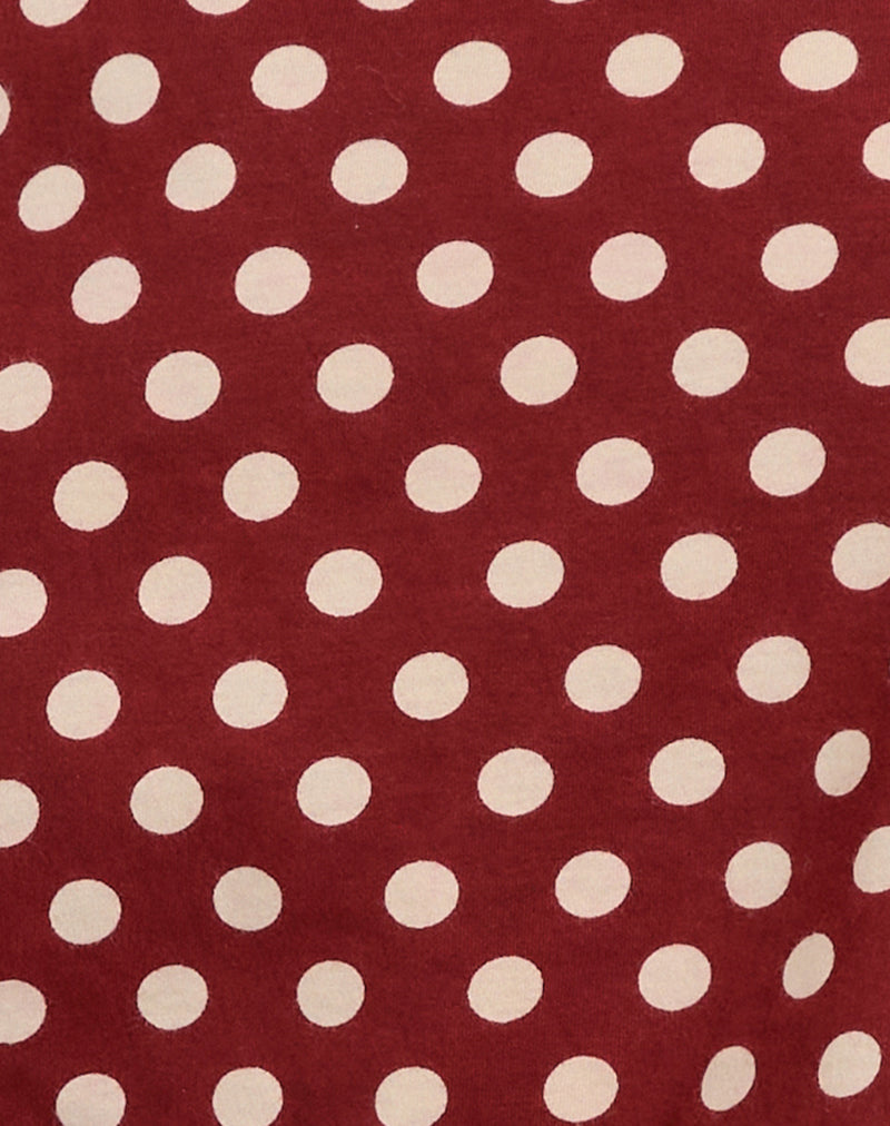 Balia Asymmetric Short Sleeve Top in Polka Wine