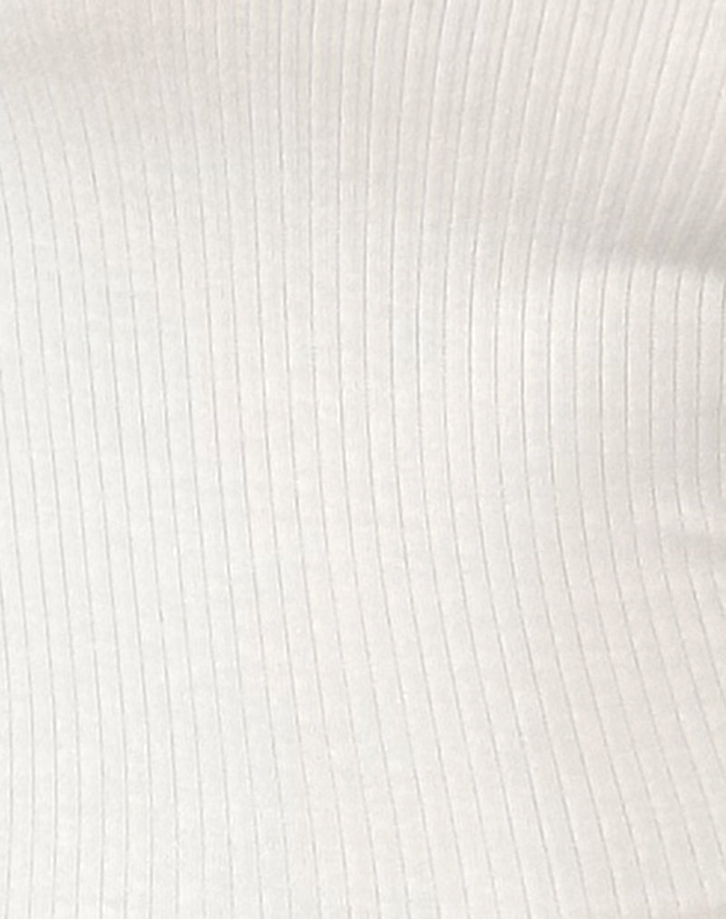 Beech Ribbed Long Sleeve Top in Off White