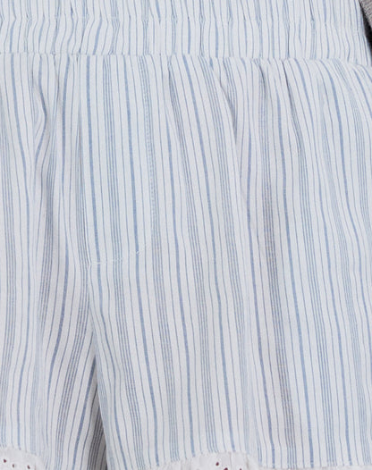 Bonji Shorts in Linen White with Blue Stripe