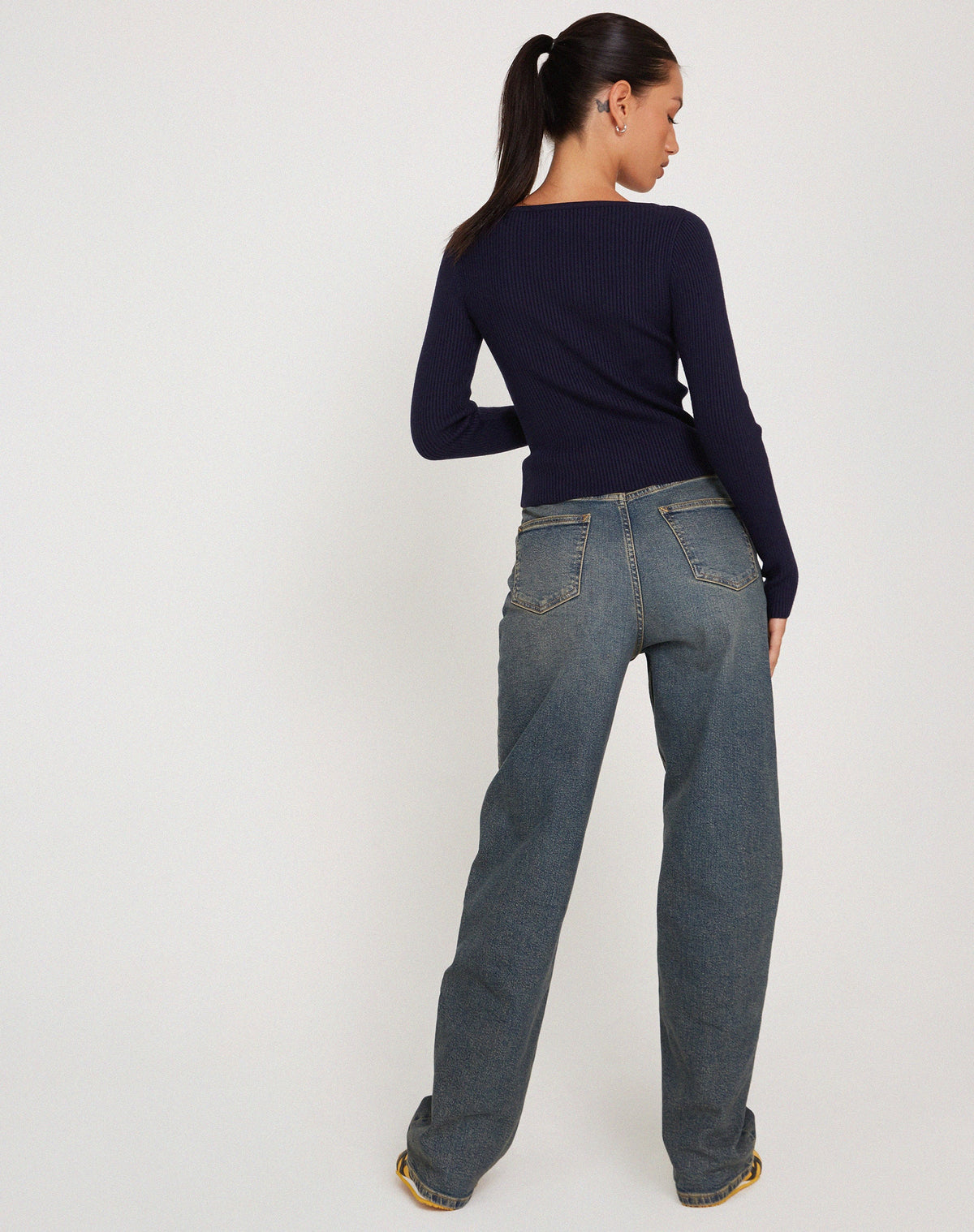 Buana Long Sleeve Top in Dark Navy