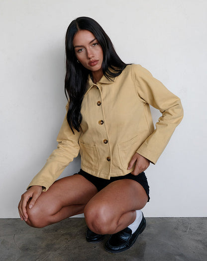Calva Boxy Jacket in Tan