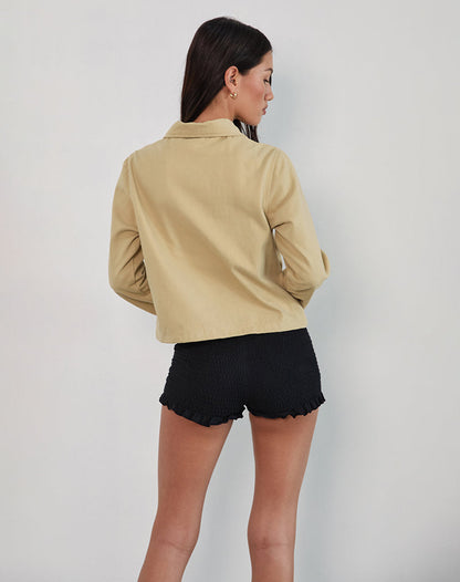 Calva Boxy Jacket in Tan