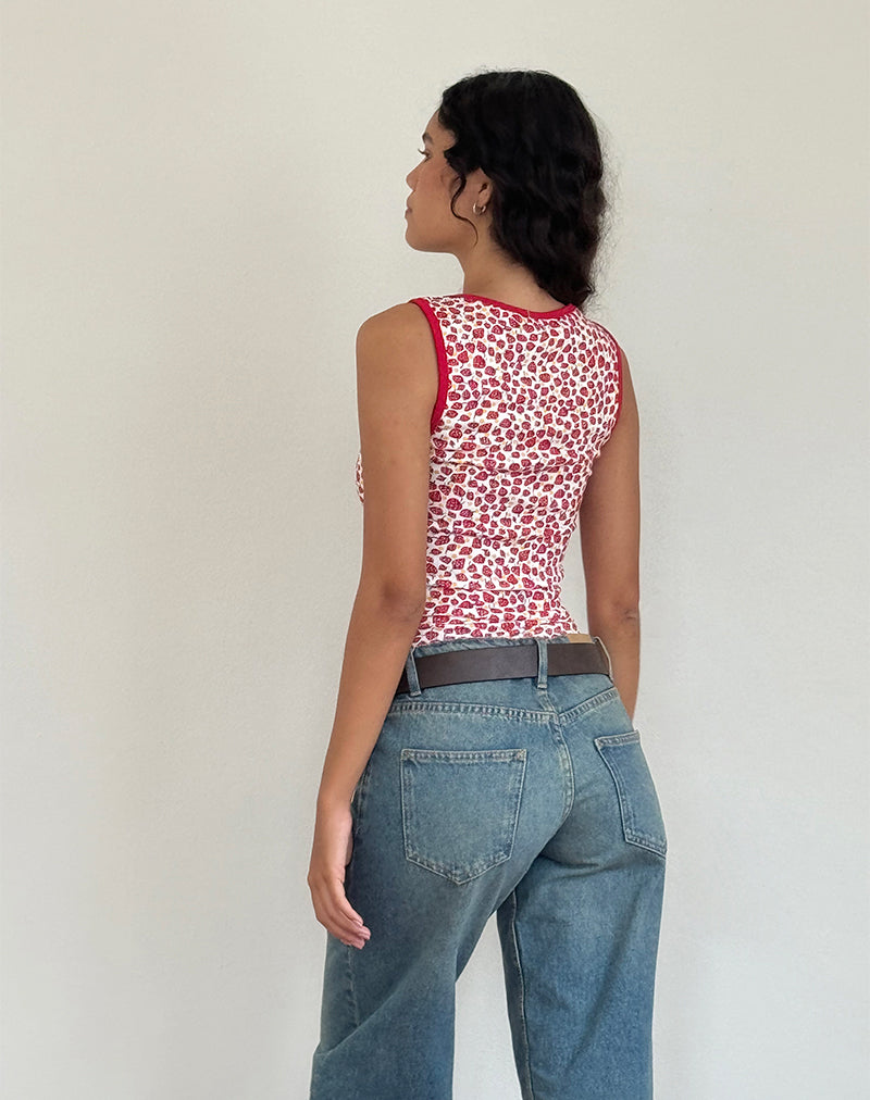Carili Vest Top in Strawberry 2023 Print