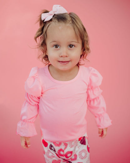 Elle Bubble Sleeve Top - Pink