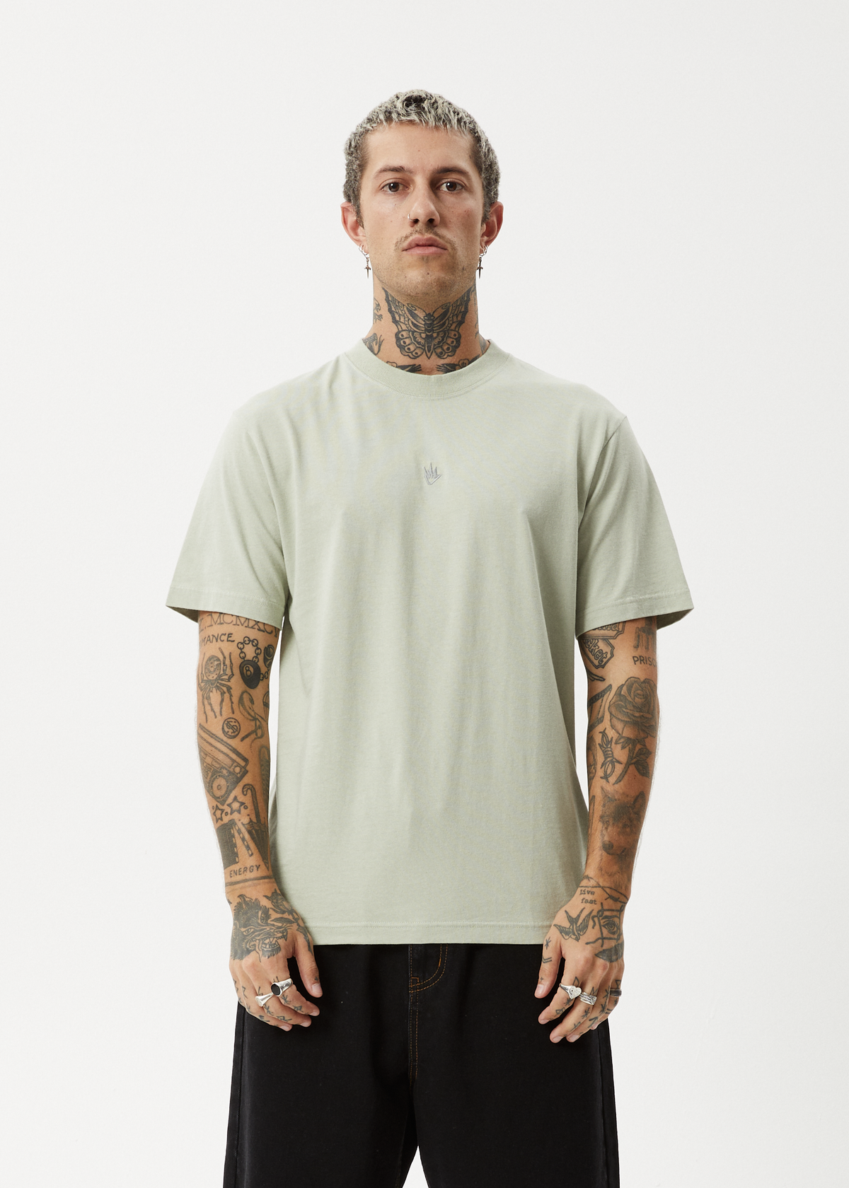 AFENDS Mens Flame - Retro Tee - Eucalyptus