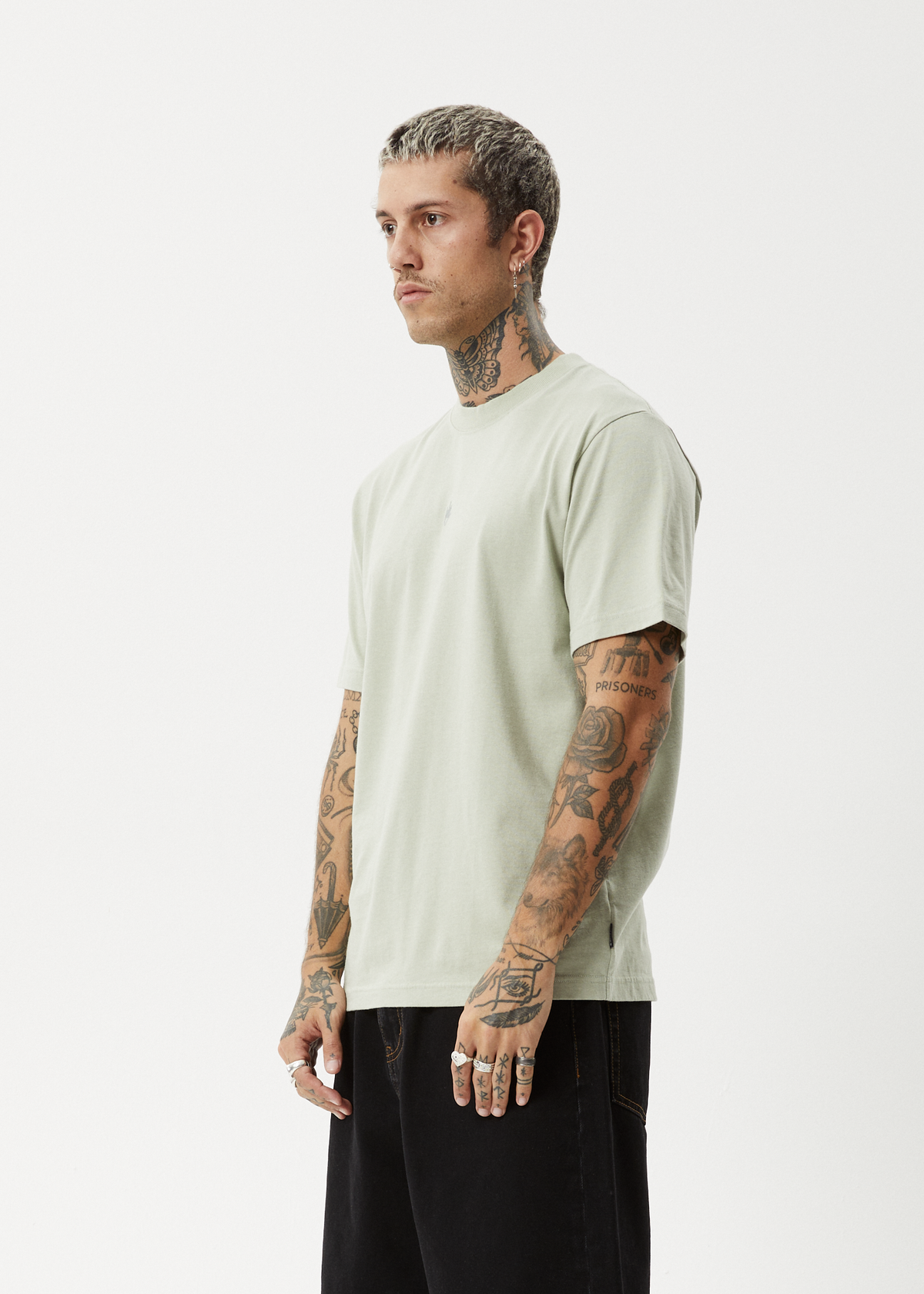 AFENDS Mens Flame - Retro Tee - Eucalyptus