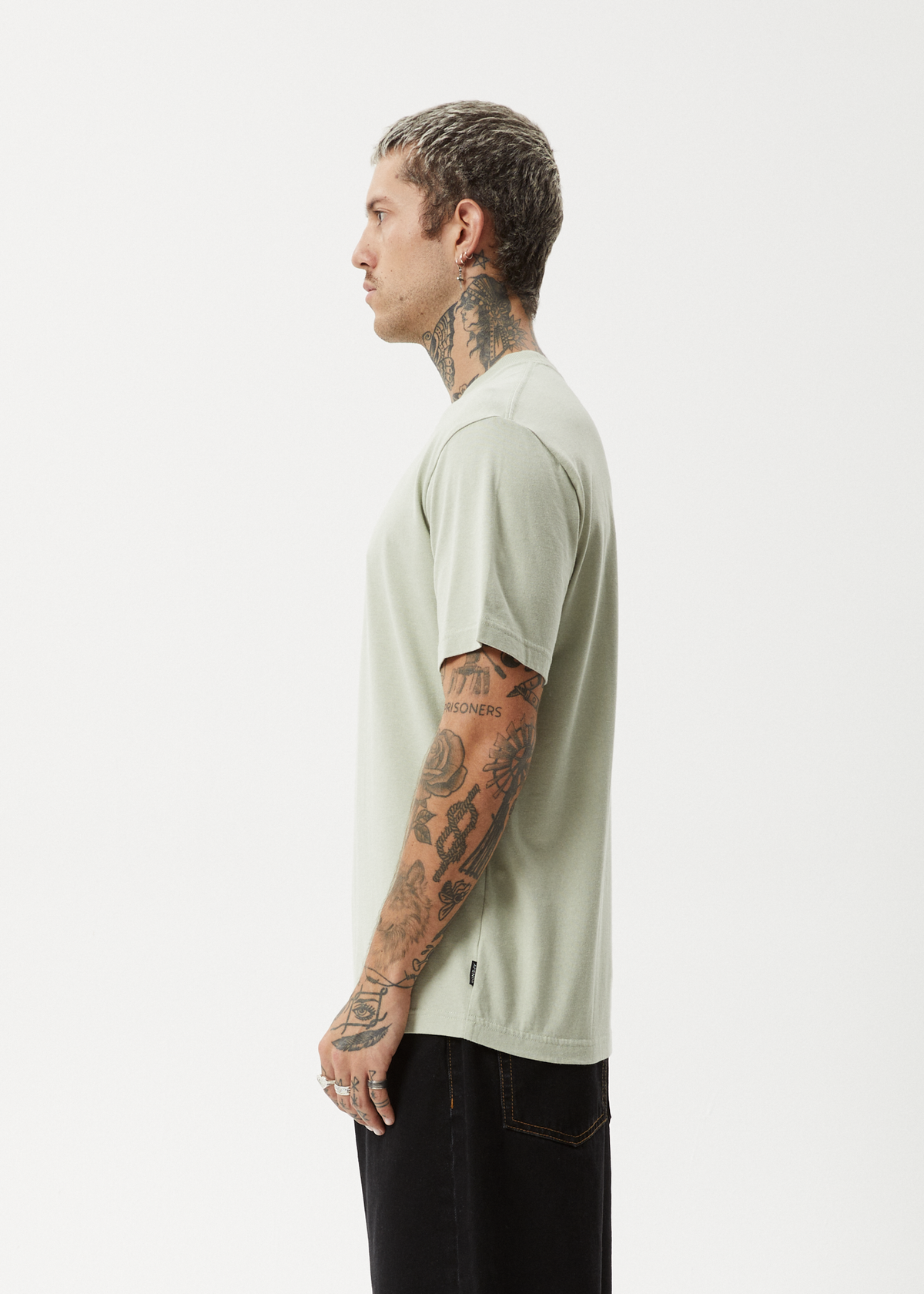 AFENDS Mens Flame - Retro Tee - Eucalyptus
