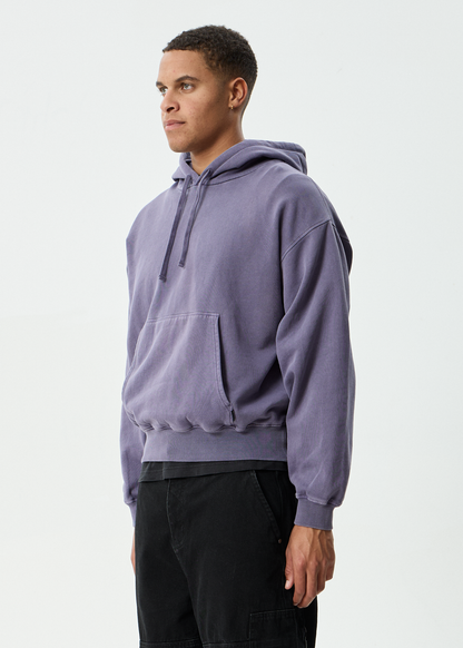 AFENDS Mens Genesis - Boxy Pull On Hood - Vintage Aubergine