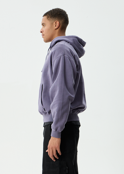 AFENDS Mens Genesis - Boxy Pull On Hood - Vintage Aubergine