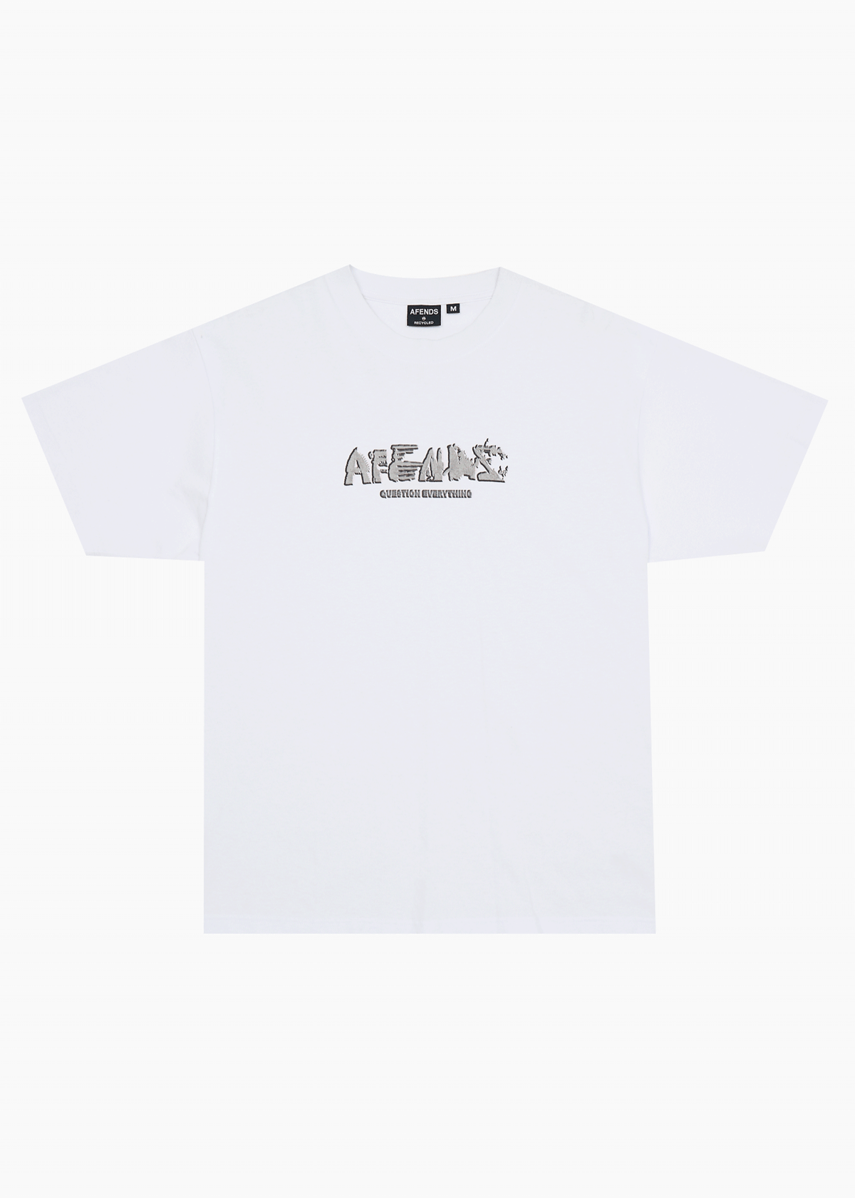 AFENDS Mens Lqd Metal - Heavyweight Boxy Tee - White