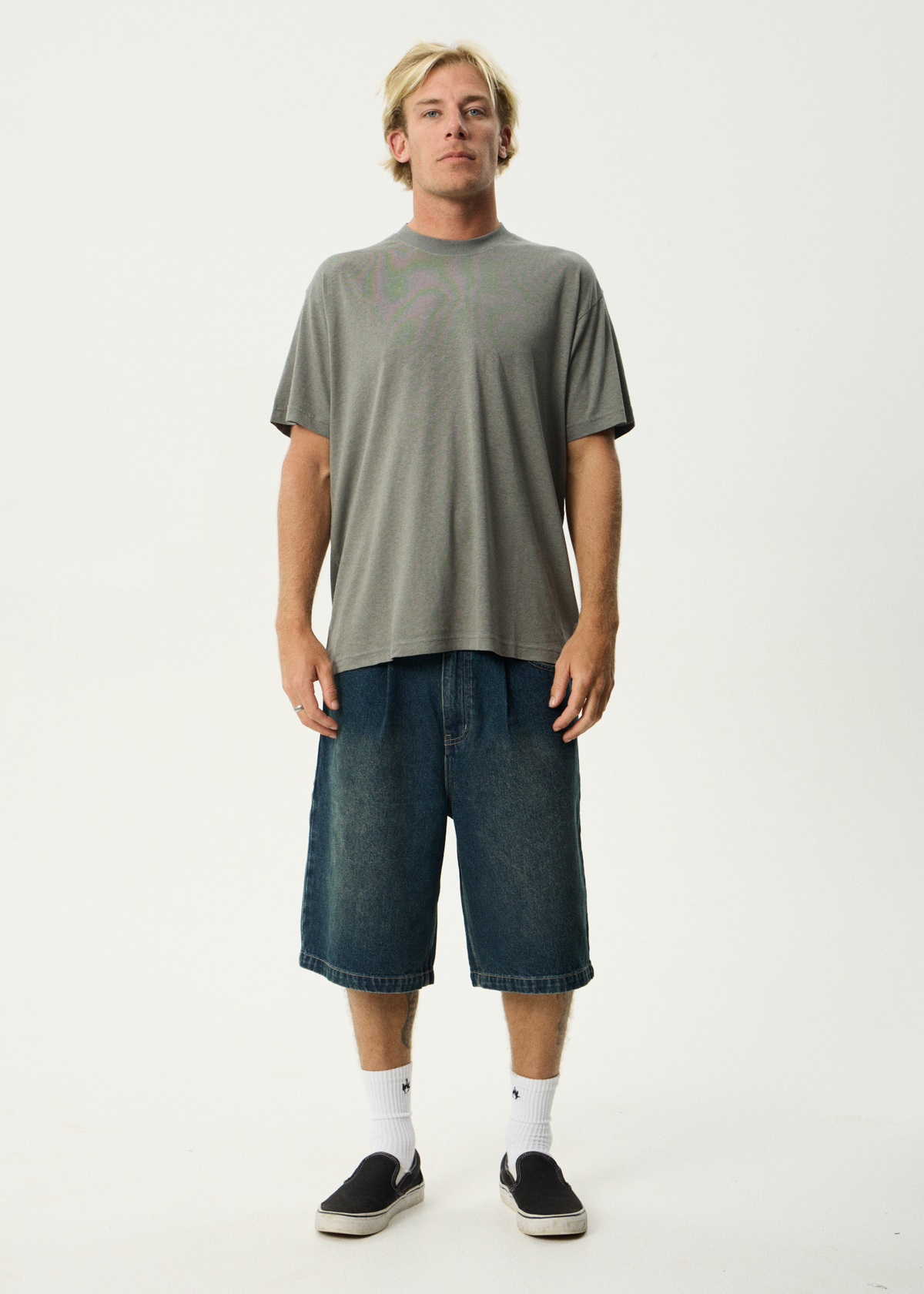 AFENDS Mens Foundation - Boxy Tee - Washed Sycamore