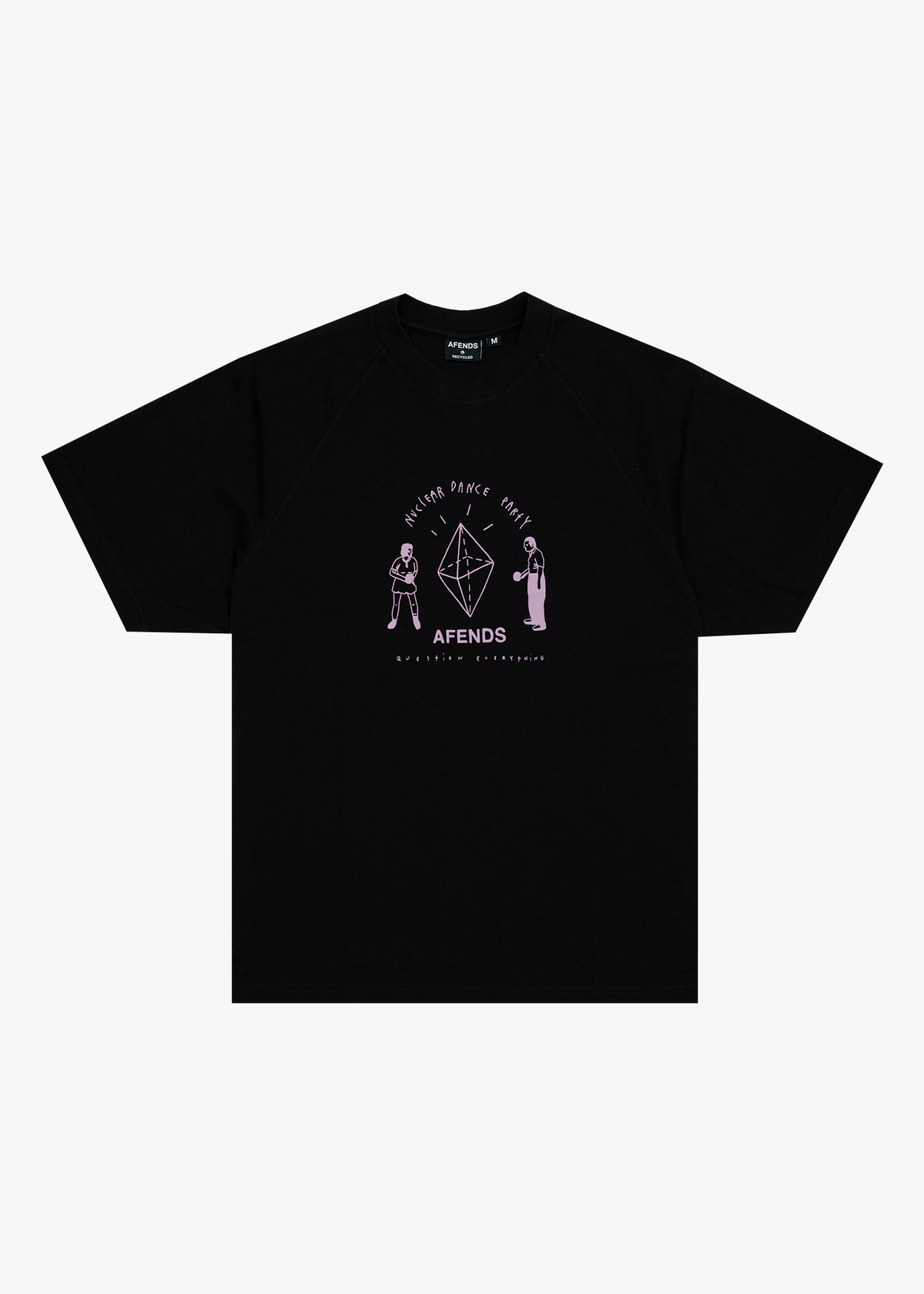 AFENDS Mens Dance Party - Raglan Boxy Tee - Black