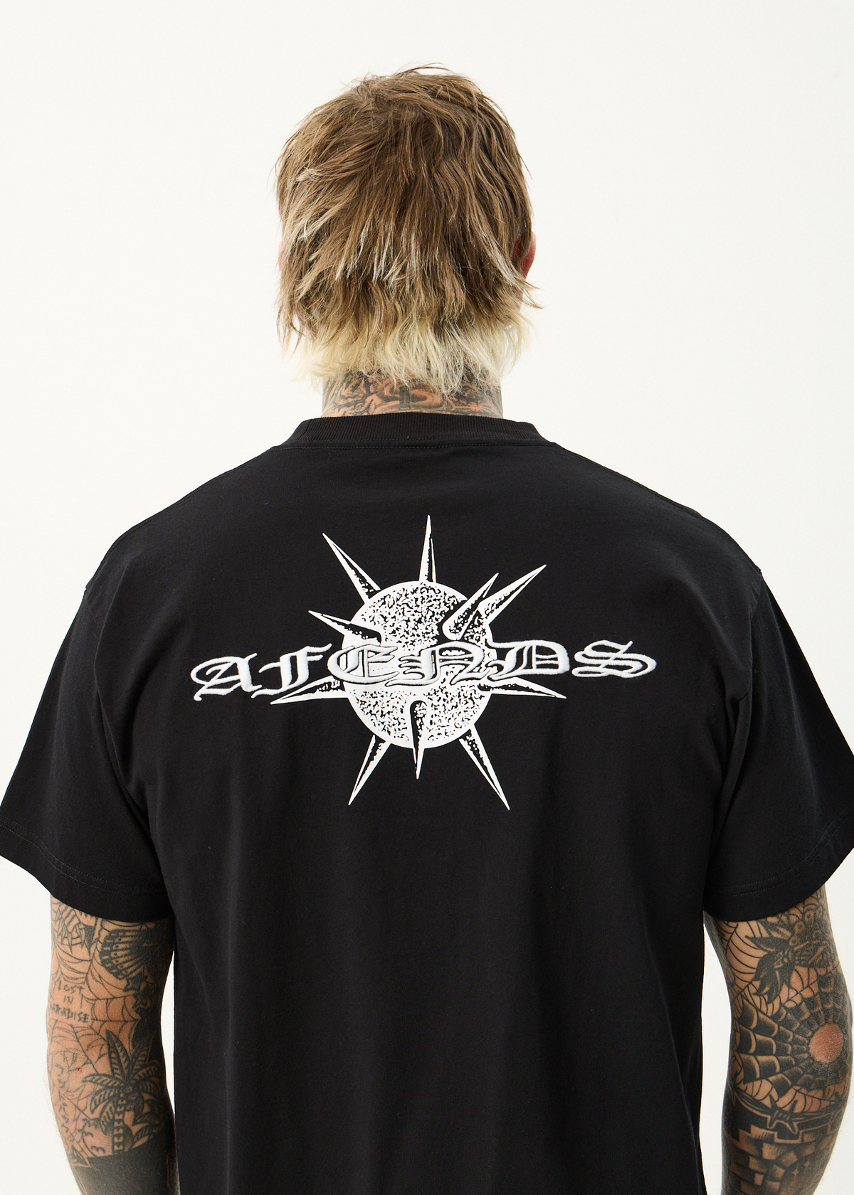 AFENDS Mens Spiked - Heavyweight Boxy Tee - Black