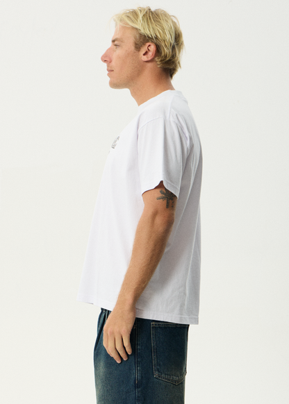 AFENDS Mens Lqd Metal - Heavyweight Boxy Tee - White